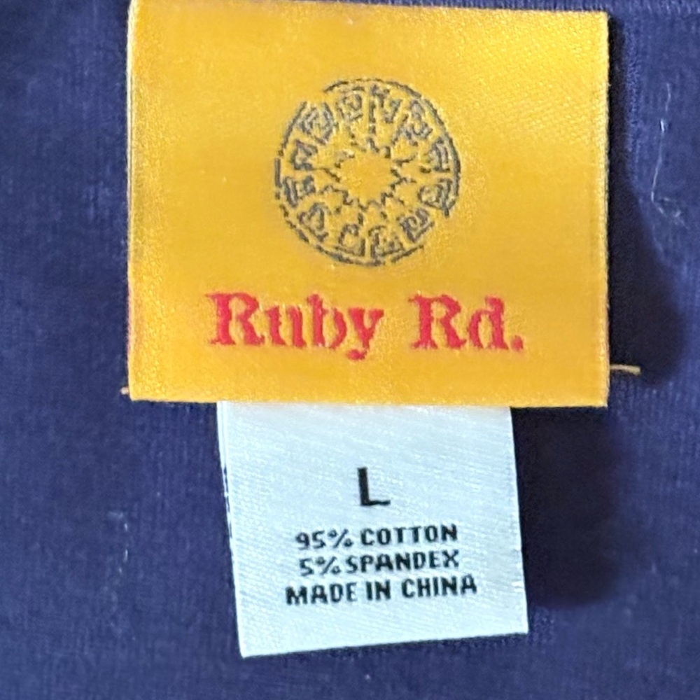 Ruby Rd. Navy Blue Top With Neutral Decorative Ne… - image 5